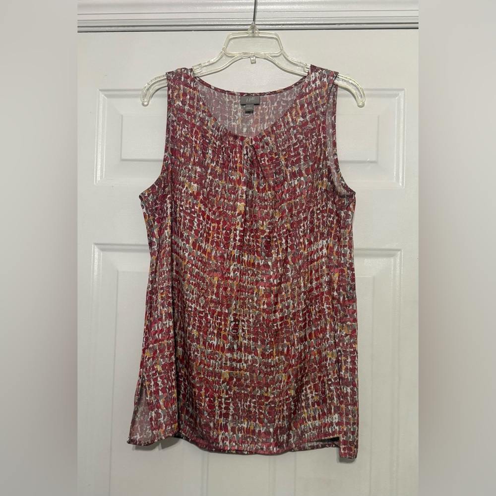 J.Jill Size Large Sleeveless Tank Top - Burgundy Multicolor